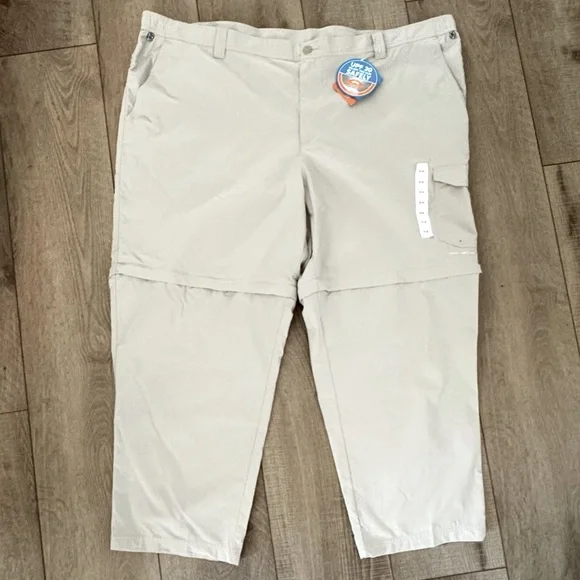 Men’s Plus Size Beige Convertible Omni Shade Moisture Wicking Nylon Pants 54x30 - Picture 1 of 10